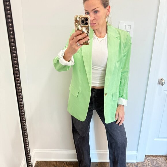 A.L.C. Green Single Button Blazer Size 8 - Picture 1 of 7